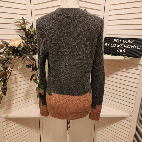 MADEWELL COLOR BLOCK TAN/GRAY ALPACA BLEND SWEATER SIZE MED - Picture 4 of 6